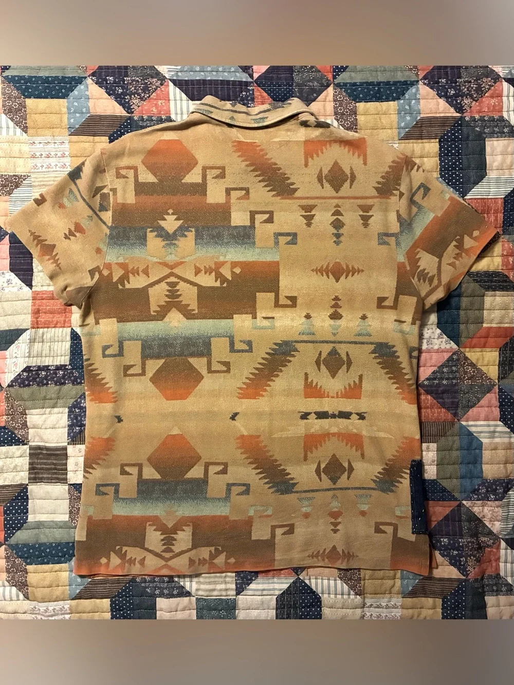 VTG. 90’s POLO RALPH LAUREN DISTRESSED/ REPAIRED WESTERN POLO SHIRT- LARGE